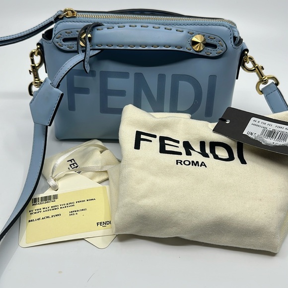 Fendi By The Way blue leather mini shoulder bag with dust bag & tags - Picture 3 of 16